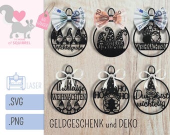 Laser file money gift elf pendant Christmas elf Christmas gnome gift Christmas Christmas decoration lasercut SVG PNG