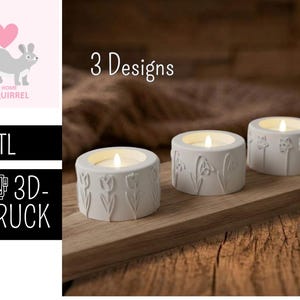 3D print file STL tealight holder Easter flowers tulip daffodil snowdrop floral flower holder tealights simple spring decoration Easter