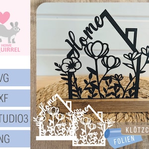 File plotter lettering Casa blocco decorazione casa blocchi floreali SVG casa Cricut plotter industriale decorazione file laser fiori
