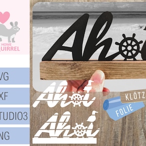 Plotterbestand blok decoratie Ahoy zomer SVG blokken zee maritieme decoratie decoratie schelp zeester Skandi Noordzee vuurtoren anker