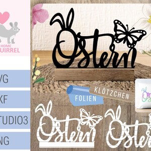 Plotterdatei Laserdatei Schriftzug Ostern elegant Schmetterling Klötzchen Plotter Frühlingsdeko Frühling Deko Klötzchendeko Einschieber SVG