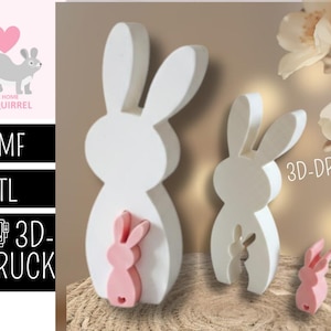 Archivo STL 3MF impreso en 3D Figura de conejito de Pascua, rompecabezas, regalo de Pascua, recuerdo, decoración, soporte, decoración de Pascua, conejito, figura decorativa, silueta de conejito