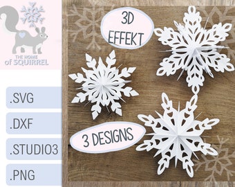 Plotter file 3D snowflake paper star SVG poinsettia Christmas star Christmas decoration pendant plotter file christmas snowflake