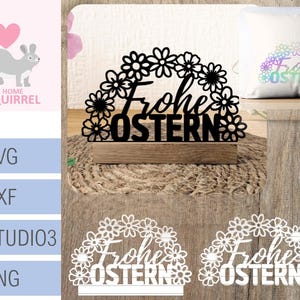 Plotterdatei Laserdatei Frohe Ostern Blüten Blumen floral Klötzchen Plotter Frühlingsdeko Frühling Deko Klötzchendeko Osterbogen SVG dxf