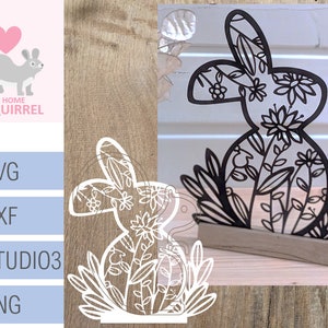Plotterdatei Ostern SVG Hase Blätter Frühling Klötzchen Papercut Spring Osterhase Plotter File Cricut Cameo Silhouette Easter Osterdeko Deko