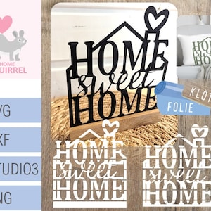 Plotterdatei Schriftzug Home Sweet home Klötzchendeko Häuschen Klötzchen SVG Haus Cricut industrial Plotter Deko Dekoration Laserdatei dxf