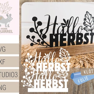 Plotterbestand blok decoratie belettering Hallo herfst bloemen herfst SVG blokkeert bloemen Cricut herfst decoratie plotter decoratie laserbestand