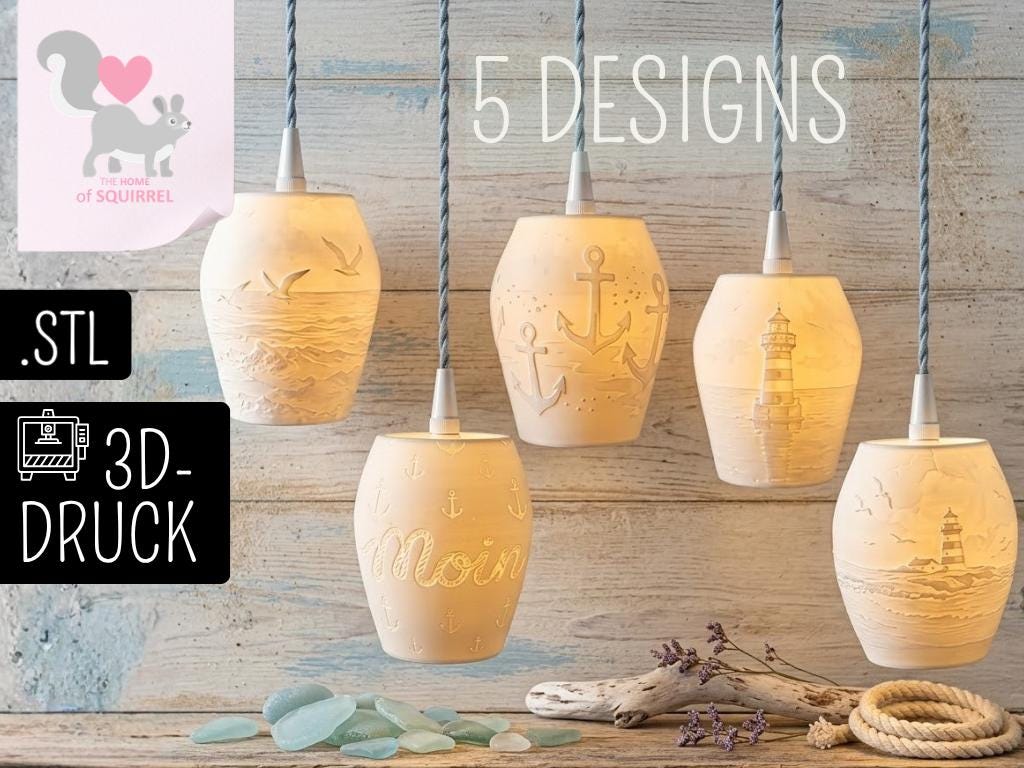 3D Print File STL Lampshade Maritime North Sea Lighthouse Anchor