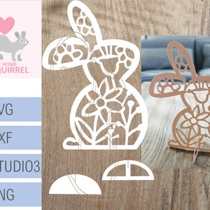 File di plotter 3D Pasqua SVG Bunny Spring 3D Papercut Spring Easter Bunny Plotter File Cricut Figura Fratello Sagoma Pasqua Decorazione di Pasqua