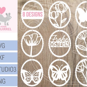 Fichier traceur fichier laser oeufs de Pâques pendentif floral printemps traceur SVG fichier traceur Cricut image de fenêtre décoration de papillon de Pâques décoration
