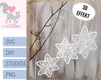 Plotter file 3D flower SVG flower spring Easter pendant paper flower spring wedding plotter file Cricut pendant decoration party dxf