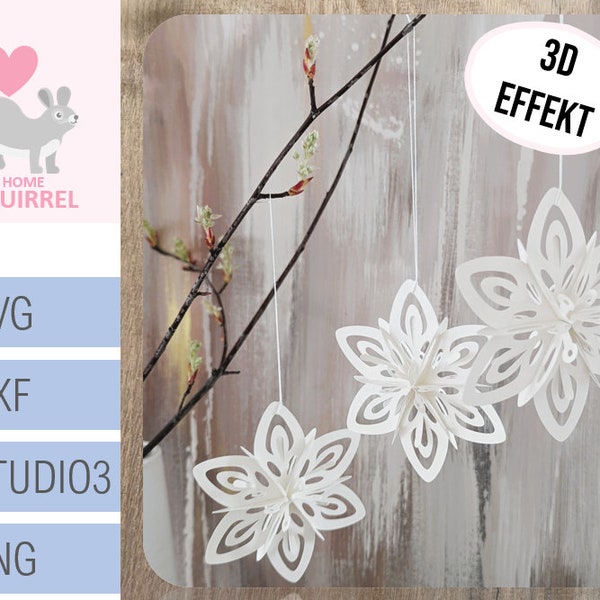 Plotter file 3D flower SVG flower spring Easter pendant paper flower spring wedding plotter file Cricut pendant decoration party dxf