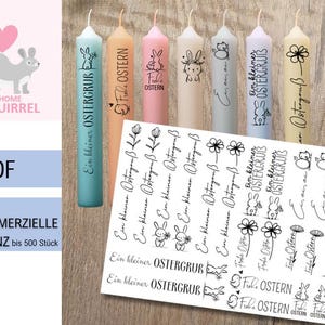 PDF Vorlage Kerzentattoos Frohe Ostern Ostergrüße zum ausdrucken für Kerzen Wasserschiebefolie Kerzensticker Osterhase Frühling inkl. Lizenz