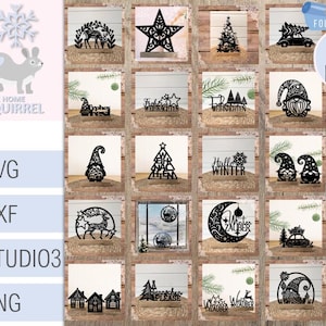 Bundle Weihnachten inkl. Lizenz Plotterdatei Laserdatei Tannenbaum Stern Schriftzug Rentier SVG dxf Klötzchen Weihnachtsdeko Klötzchendeko