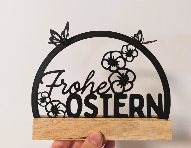 Plotterdatei Klötzchendeko Schriftzug Frohe Ostern floral Klötzchen SVG Blumen Cricut Schmetterling Plotter Deko Dekoration Hase Frühling Bild 3