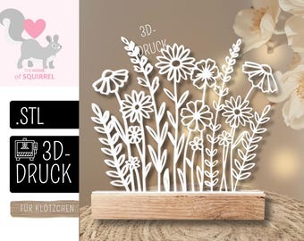 Archivo de impresión 3D STL prado de flores, delicadas flores silvestres, flores, arte lineal, soporte decorativo, decoración de bloques, regalo, primavera, decoración de primavera