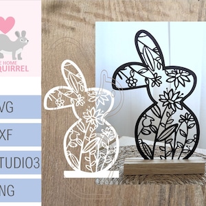 Plotter File Easter Bunny SVG Spring floral design Papercut Cricut Cameo Brother Silhouette decoration decor cute