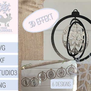 3D Weihnachtskugel Anhänger Schneeflocke Plotterdatei SVG Weihnachten Plotter Deko Baumschmuck Weihnachtsdeko Papercut christmas cricut dxf