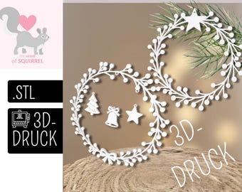 Archivo STL Impresión 3D Anillos Coronas Colgantes Regalo de Navidad Estrella Árbol de Navidad Campana Anillo de Ventana Decoración de Navidad Corona de Ventana Corona de Puerta