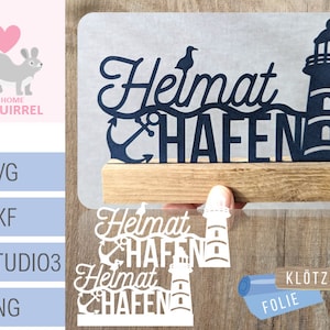Plotterdatei Klötzchendeko Heimathafen Anker Sommer SVG Klötzchen Meer maritim Dekoration Deko Muschel Seestern Skandi Nordsee Leuchtturm