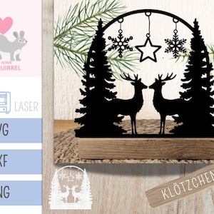 Laserdatei Kuppel Häuserreihe Häuser Winterzauber Stern Weihnachten Klötzchen mit Anhänger Weihnachtsdeko Lasercut Einschieber SVG PNG