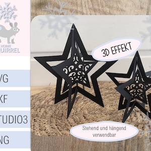 Plotterdatei Stern Weihnachten 3D Winter Anhänger Papercut SVG christmas star Plotter File Cricut Cameo Brother Silhouette pendant Deko dxf