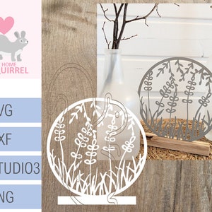 Plotterdatei Frühling Ring Kranz Blumen SVG floral Klötzchen Papercut Lavendel Plotter Cricut Cameo Silhouette Osterdeko Landhausstil Ostern