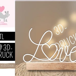 3D Druck STL Datei Love Liebe LineArt Herz Klötzchendeko SingleLine Geschenk Valentinstag Geburtstag Mitbringsel Deko Aufsteller Hochzeit