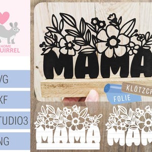Plotterdatei Mama Muttertag SVG Klötzchendeko Klötzchen Muttertagsgeschenk Geschenk dxf laser Geschenkidee Laserdatei Lasercut floral Blumen