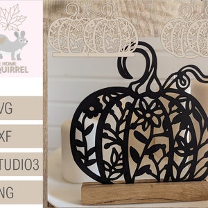 Arquivo plotter de decoração de bloco de abóbora decoração de outono blocos SVG florais Silhueta Cricut plotter de Halloween decoração de outono decoração dxf