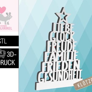 3D Print STL File Christmas Tree Words Wishes Christmas Gift Christmas Tree STL Block Decoration Block Decoration Christmas Decoration Star