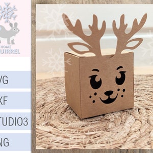 Caja de regalo reno SVG plantilla caja de regalo caja dulces Navidad Santa Claus Calendario de Adviento trazador de archivos trazador regalo de invitado