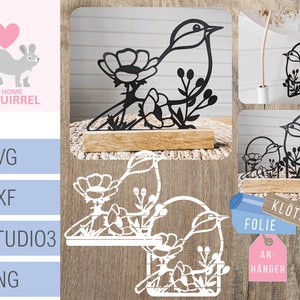 Arquivo plotter bloco decoração pingente pássaro blocos florais SVG pássaro Cricut plotter industrial decoração decoração arquivo laser flores design dxf