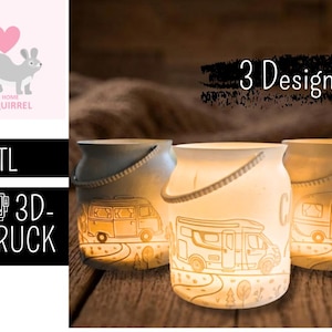 3D-utskriftsfil STL-lykta set husbil camping husbil husvagn ljus glas värmeljushållare lykta vas sommardekoration presenthandtag