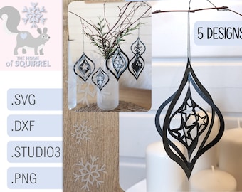 Ornamenti 3D stelle ciondolo decorazione dell'albero di Natale file plotter in formato SVG file di taglio decorazione invernale di Natale decorazioni natalizie palline cricut di Natale