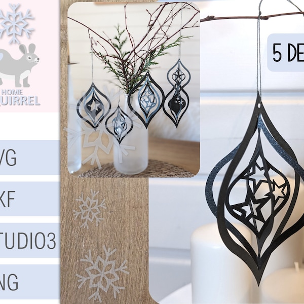 3D Ornamente Sterne Anhänger Christbaumschmuck Plotterdatei svg Weihnachten Winter Deko Schneidedatei Weihnachtsdeko christmas cricut Kugeln