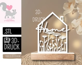 Archivo STL impreso en 3D, letras para casa, flores para el hogar, filigrana floral, flores silvestres, bloque de decoración, regalo, recuerdo, decoración, soporte, inserto