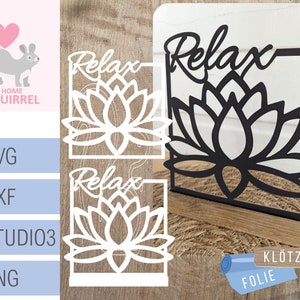 Plotterdatei Klötzchendeko Relax Lotusblume Lotusblüte SVG Klötzchen Entspannung Dekoration Deko Lotus Spa Wohnzimmer dxf Laserdatei Sommer