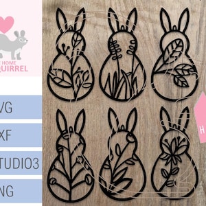 Plotterdatei Laserdatei Osterhase Hasen floral Frühling Anhänger Spring SVG Plotter File Cricut Ostern Silhouette Dekoration Deko pendant