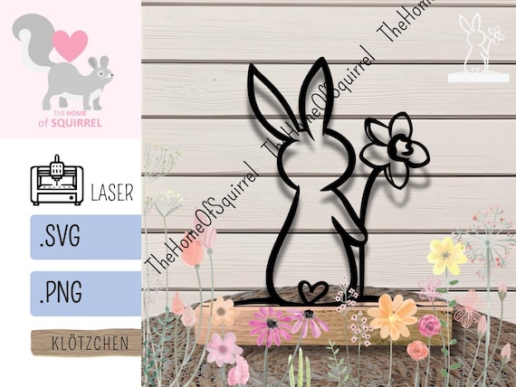 Laserdatei Osterhase Klötzchendeko Osterglocke LineArt Frohe Ostern Frühlingsdeko Klötzchen Osterdeko Aufsteller Hase modern filigran SVG