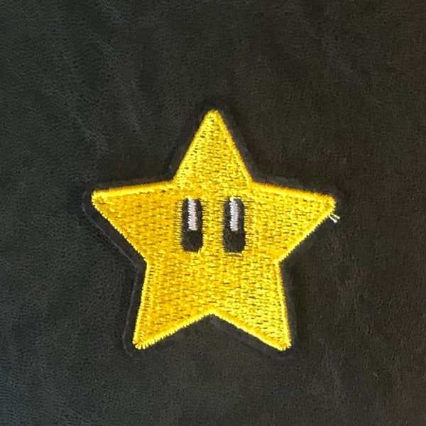 Stern Baumwolle Patch Nintendo Mario Stern Bügelbild zum aufnähen Embroidery Patch