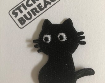 Lindo parche de gato negro, parche de gato vacío, hierro en coser en parche de bordado de algodón