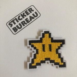 Pixel Star cotton patch Nintendo Mario star style iron on / sew on patch Embroidery patch