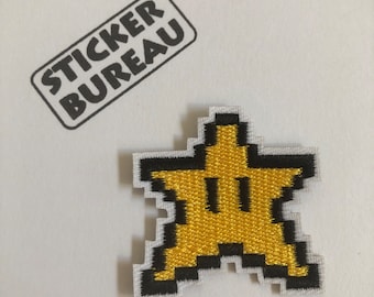 Pixel Star cotton patch Nintendo Mario star style iron on / sew on patch Embroidery patch