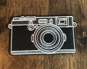 Camerapatch, vintage camerapatch, katoenen borduurpatch, opstrijken/naaien