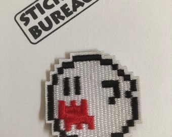 Pixel Ghost cotton patch Nintendo style ghost iron on patch sew on patch