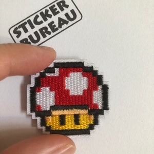 Pixel Mushroom cotton patch Nintendo Mario style mushroom iron/sew on patch Embroidery patch