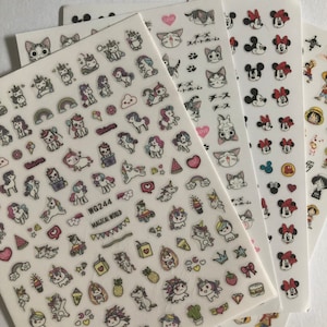 Folha de adesivos Kawaii, pequenos adesivos de nail art, pequenos adesivos de artes e ofícios, pequenos adesivos