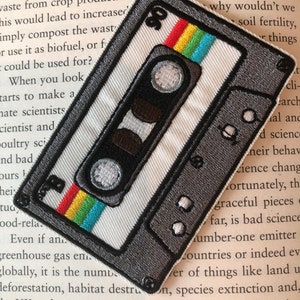 Cassette tape patch, vintage cassette tape patch, cotton embroidery patch, iron/sew on