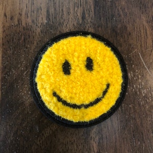 Smiley face patch, cotton embroidery patch, iron/sew on